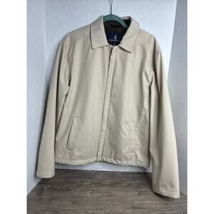 LONDON FOG Men's Beige Top Coat Full Zip Medium EUC Travel Office Pockets
